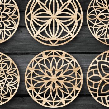 Intra απο ξύλο plywood  Χρώμα wenge 3mm-4mm πάχος - Πακέτο αρχείων Cut Coasters V09 Δίασταση 30x20 cm INTRAFABR-75816894 - Image 2