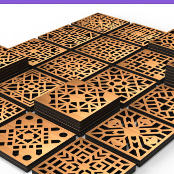 Intra απο ξύλο plywood  Χρώμα wenge 3mm-4mm πάχος - Πακέτο αρχείων Cut Coasters V105 Δίασταση 30x20 cm INTRAFABR-76366787 - Image 1