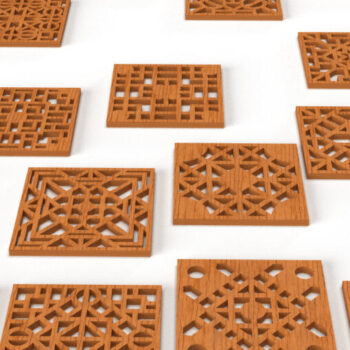 Intra απο ξύλο plywood  Χρώμα wenge 3mm-4mm πάχος - Πακέτο αρχείων Cut Coasters V105 Δίασταση 30x20 cm INTRAFABR-76366787 - Image 2