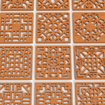 Intra απο ξύλο plywood  Χρώμα wenge 3mm-4mm πάχος - Πακέτο αρχείων Cut Coasters V105 Δίασταση 30x20 cm INTRAFABR-76366787 - Image 3