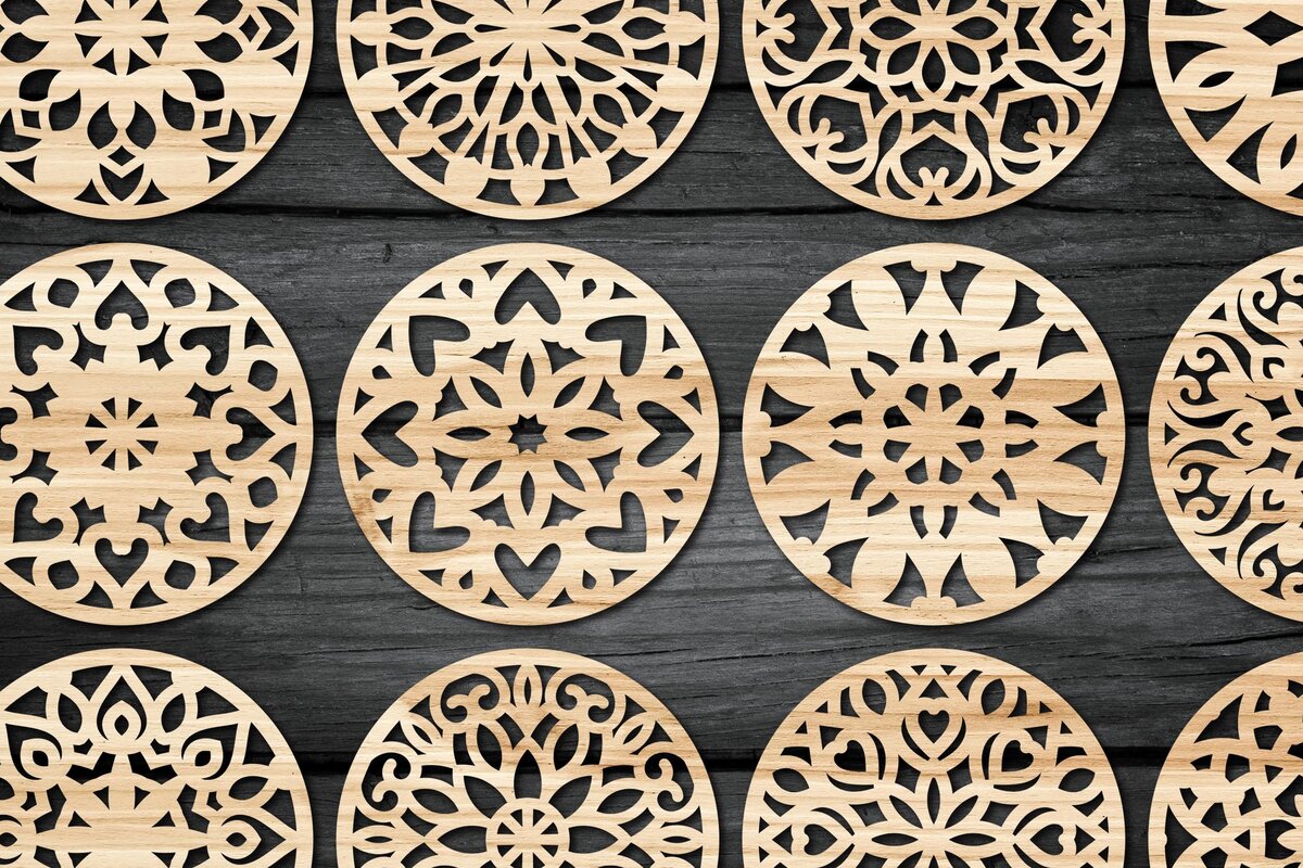 Intra απο ξύλο plywood  Χρώμα wenge 3mm-4mm πάχος - Πακέτο αρχείων Cut Coasters V21 Δίασταση 30x20 cm INTRAFABR-82779183