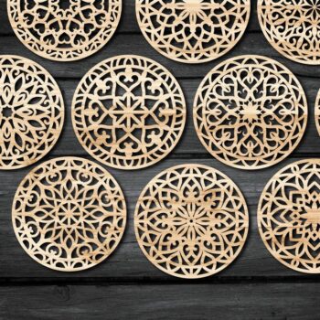 Intra απο ξύλο plywood Χρώμα wenge 3mm-4mm πάχος - Πακέτο αρχείων Cut Coasters V27 Δίασταση 30x20 cm INTRAFABR-81959887 - Image 1