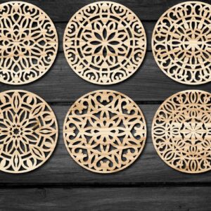 Intra απο ξύλο plywood  Χρώμα wenge 3mm-4mm πάχος - Πακέτο αρχείων Cut Coasters V36 Δίασταση 30x20 cm INTRAFABR-82327120