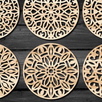 Intra απο ξύλο plywood Χρώμα wenge 3mm-4mm πάχος - Πακέτο αρχείων Cut Coasters V36 Δίασταση 30x20 cm INTRAFABR-82327120 - Image 2