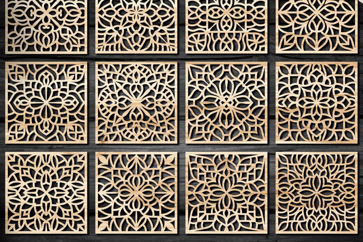 Intra απο ξύλο plywood  Χρώμα wenge 3mm-4mm πάχος - Πακέτο αρχείων Cut Coasters V69 Δίασταση 30x20 cm INTRAFABR-106650838