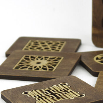 Intra απο ξύλο plywood  Χρώμα wenge 3mm-4mm πάχος - Σουβέρ. λέιζερ. Σετ 6 Σουβέρ Δίασταση 9x9 cm INTRAFABR-100297452 - Image 1