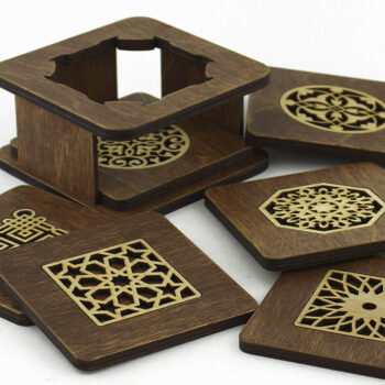 Intra απο ξύλο plywood  Χρώμα wenge 3mm-4mm πάχος - Σουβέρ. λέιζερ. Σετ 6 Σουβέρ Δίασταση 9x9 cm INTRAFABR-100297452 - Image 2