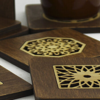 Intra απο ξύλο plywood  Χρώμα wenge 3mm-4mm πάχος - Σουβέρ. λέιζερ. Σετ 6 Σουβέρ Δίασταση 9x9 cm INTRAFABR-100297452 - Image 3