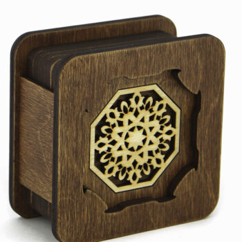 Intra απο ξύλο plywood  Χρώμα wenge 3mm-4mm πάχος - Σουβέρ. λέιζερ. Σετ 6 Σουβέρ Δίασταση 9x9 cm INTRAFABR-100297452 - Image 4