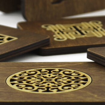 Intra απο ξύλο plywood  Χρώμα wenge 3mm-4mm πάχος - Σουβέρ. λέιζερ. Σετ 6 Σουβέρ Δίασταση 9x9 cm INTRAFABR-100297452 - Image 5