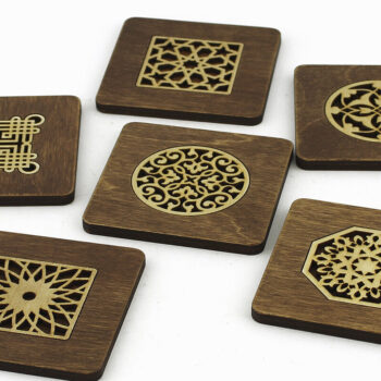 Intra απο ξύλο plywood  Χρώμα wenge 3mm-4mm πάχος - Σουβέρ. λέιζερ. Σετ 6 Σουβέρ Δίασταση 9x9 cm INTRAFABR-100297452 - Image 7