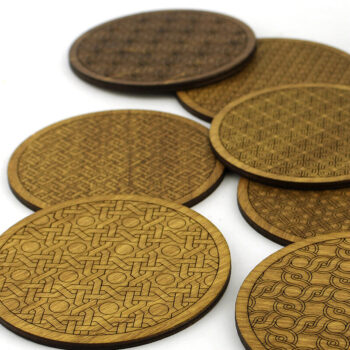 Intra απο ξύλο plywood Χρώμα wenge 3mm-4mm πάχος - Σουβέρ. λέιζερ. Σετ 9 σουβέρ Δίασταση 20x20 cm INTRAFABR-100297558 - Image 1