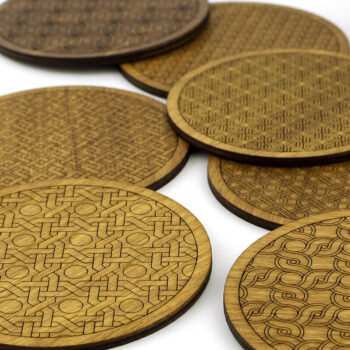 Intra απο ξύλο plywood Χρώμα wenge 3mm-4mm πάχος - Σουβέρ. λέιζερ. Σετ 9 σουβέρ Δίασταση 20x20 cm INTRAFABR-100297558 - Image 2