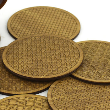 Intra απο ξύλο plywood Χρώμα wenge 3mm-4mm πάχος - Σουβέρ. λέιζερ. Σετ 9 σουβέρ Δίασταση 20x20 cm INTRAFABR-100297558 - Image 3