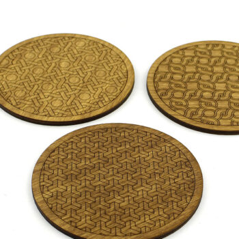 Intra απο ξύλο plywood Χρώμα wenge 3mm-4mm πάχος - Σουβέρ. λέιζερ. Σετ 9 σουβέρ Δίασταση 20x20 cm INTRAFABR-100297558 - Image 4