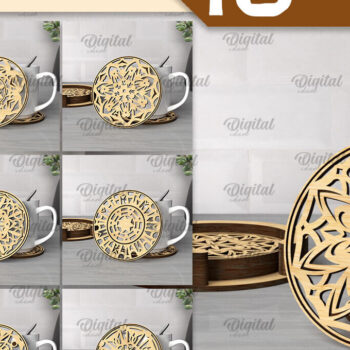 Intra απο ξύλο plywood  Χρώμα wenge 3mm-4mm πάχος - Σουβέρ με θήκες Bundle Δίασταση 30x20 cm INTRAFABR-101181783 - Image 1