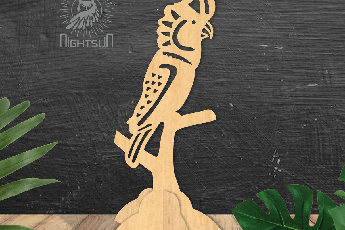 Intra απο ξύλο plywood  Χρώμα wenge 3mm-4mm πάχος - Cockatoo Bird Διακόσμηση σπιτιού 1 Δίασταση 20x20 cm INTRAFABR-105362539