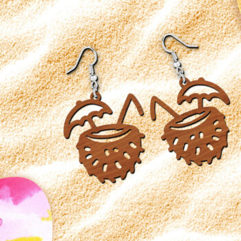 Intra απο ξύλο plywood Χρώμα wenge 3mm-4mm πάχος - Σκουλαρίκια παραλίας καρύδας με λέιζερ Δίασταση 900x900 cm INTRAFABR-114246024 - Image 2