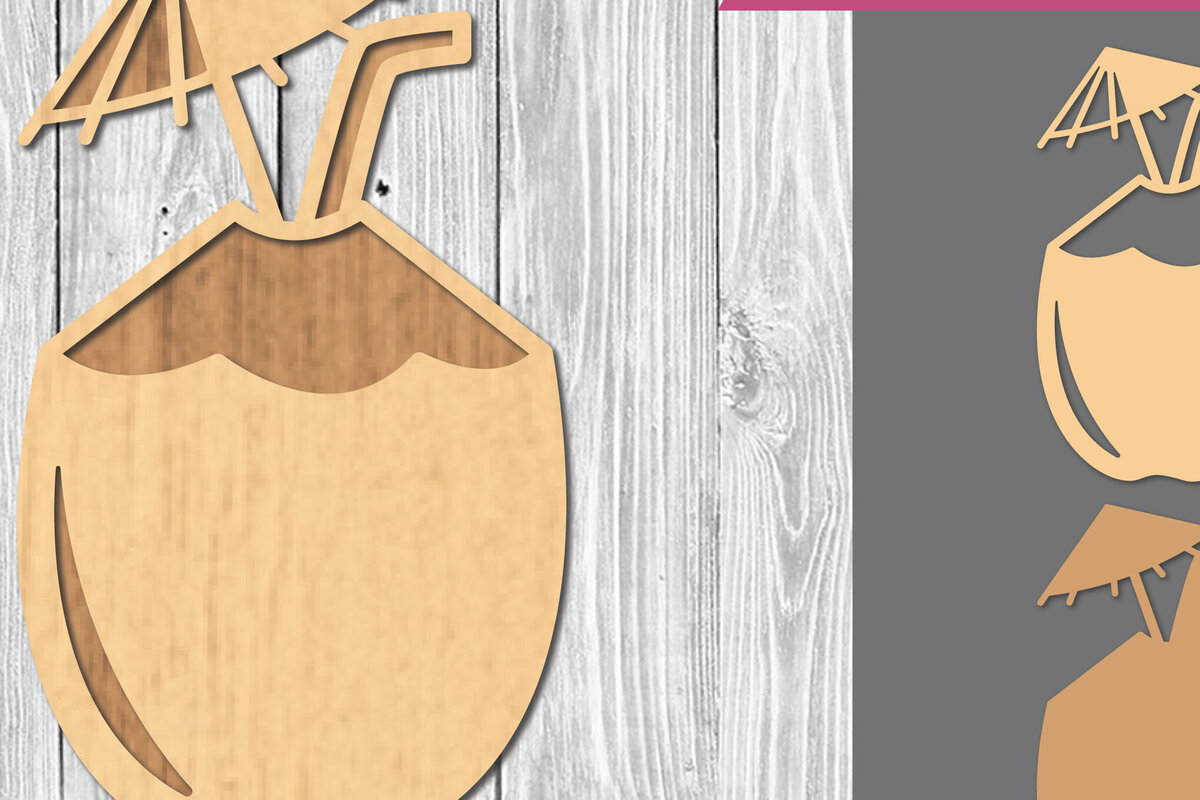 Intra απο ξύλο plywood  Χρώμα wenge 3mm-4mm πάχος - Coconut Drink Cocktail Drink Δίασταση 20x20 cm INTRAFABR-121598921