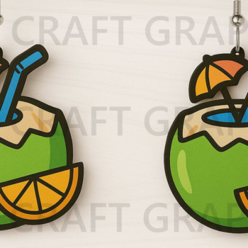 Intra απο ξύλο plywood  Χρώμα wenge 3mm-4mm πάχος - Σκουλαρίκια Coconut Drink Δίασταση 3x3 cm INTRAFABR-121361315 - Image 1