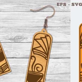 Intra απο ξύλο plywood  Χρώμα wenge 3mm-4mm πάχος - Σκουλαρίκια με λέιζερ για καφέ και βιβλίο 1 Δίασταση 3x3 cm INTRAFABR-121598539 - Image 1