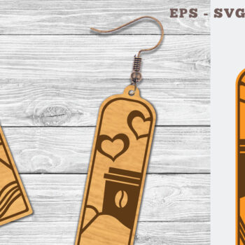 Intra απο ξύλο plywood Χρώμα wenge 3mm-4mm πάχος - Σκουλαρίκια με λέιζερ για καφέ και βιβλίο 2 Δίασταση 3x3 cm INTRAFABR-121598541 - Image 1