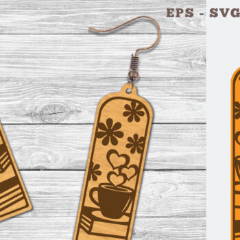 Intra απο ξύλο plywood Χρώμα wenge 3mm-4mm πάχος - Σκουλαρίκια με λέιζερ για καφέ και βιβλία 3 Δίασταση 3x3 cm INTRAFABR-121361286 - Image 1