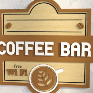 Intra απο ξύλο plywood  Χρώμα wenge 3mm-4mm πάχος - Coffee Bar Sign | Καφενείο Δίασταση 30x20 cm INTRAFABR-33743120