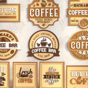 Intra απο ξύλο plywood  Χρώμα wenge 3mm-4mm πάχος - Coffee Bar Signs Bundle | CNC Δίασταση 30x20 cm INTRAFABR-46418874