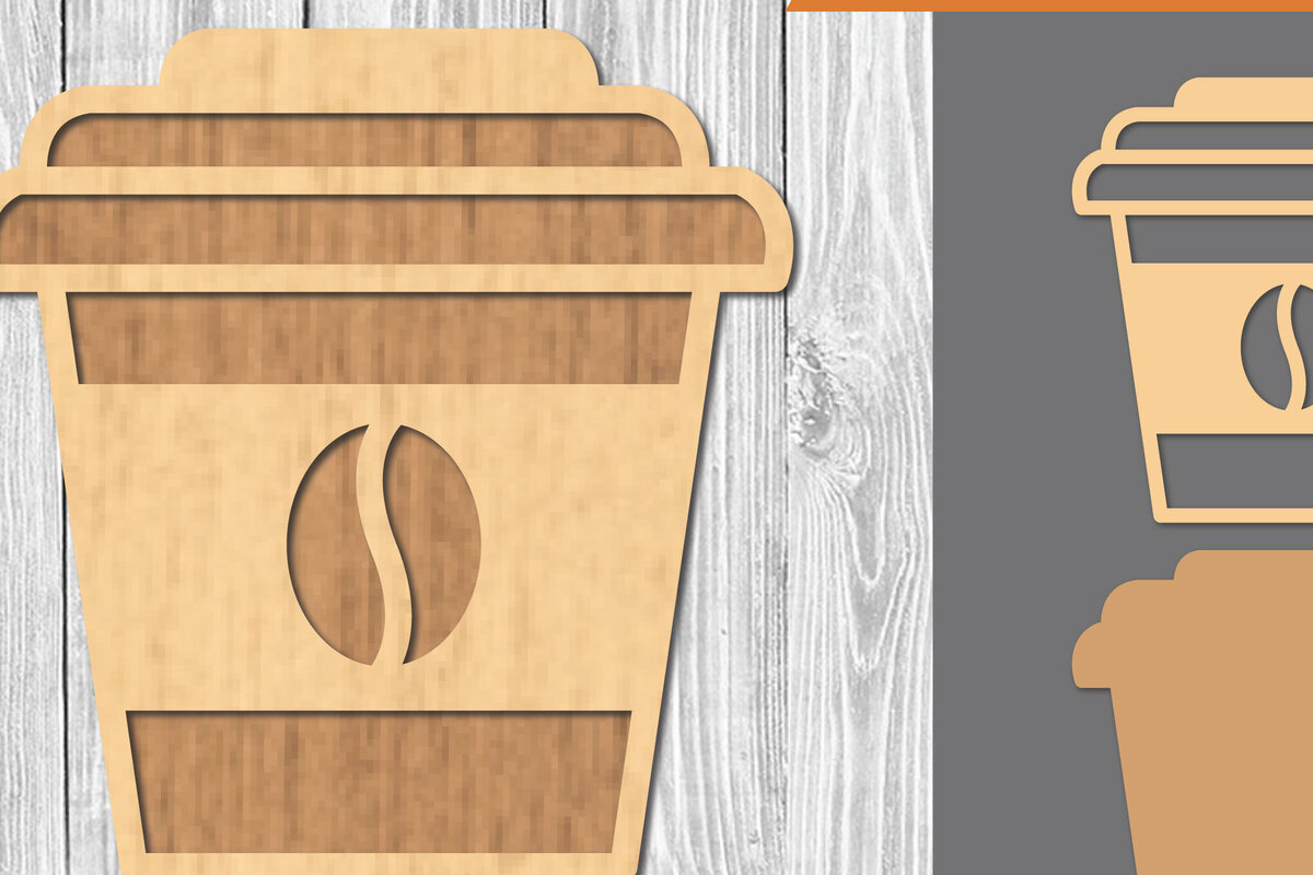 Intra απο ξύλο plywood  Χρώμα wenge 3mm-4mm πάχος - Διακόσμηση κοπής με λέιζερ φλιτζάνι καφέ Δίασταση 20x20 cm INTRAFABR-99555664