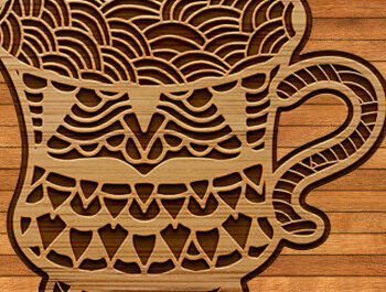 Intra απο ξύλο plywood  Χρώμα wenge 3mm-4mm πάχος - Φλιτζάνι καφέ με Δίασταση 20x20 cm INTRAFABR-99555706 - Image 3