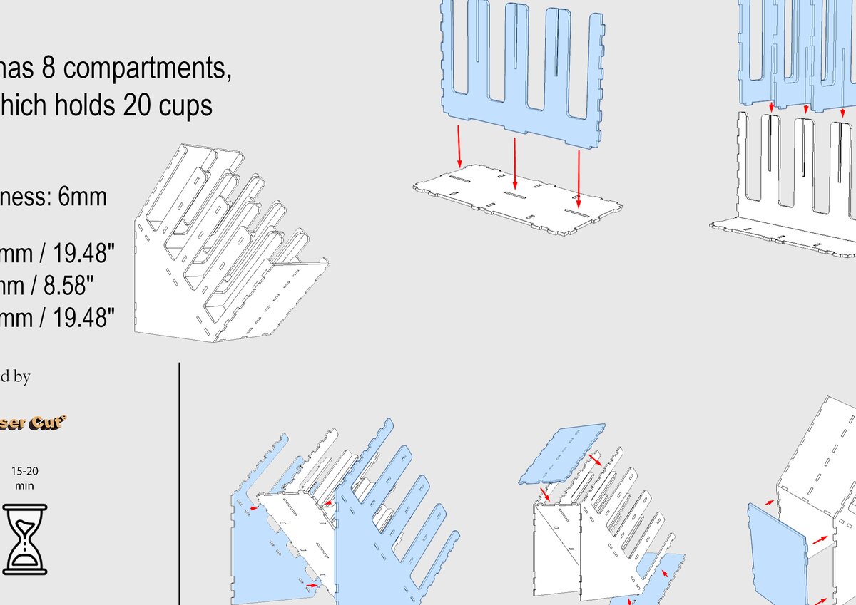 Intra απο ξύλο plywood  Χρώμα wenge 3mm-4mm πάχος - Φλιτζάνι καφέ &amp; Διοργανωτές καπακιού – Δίασταση 30x20 cm INTRAFABR-99555408