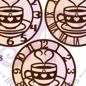 Intra απο ξύλο plywood Χρώμα wenge 3mm-4mm πάχος - Φλιτζάνι καφέ Ρολόι τοίχου με λέιζερ Δίασταση 30x20 cm INTRAFABR-99555502 - Image 5