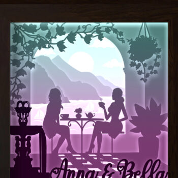 Intra απο ξύλο plywood  Χρώμα wenge 3mm-4mm πάχος - Coffee Friends Paper Cut Light Box Δίασταση 20x20 cm INTRAFABR-75199576 - Image 1