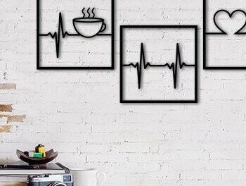 Intra απο ξύλο plywood Χρώμα wenge 3mm-4mm πάχος - Coffee Heart Beats Διακόσμηση τοίχου με λέιζερ Δίασταση 20x20 cm INTRAFABR-100837694 - Image 2