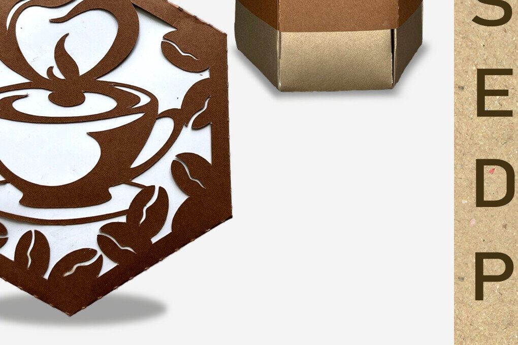 Intra απο ξύλο plywood  Χρώμα wenge 3mm-4mm πάχος - Χαρτί διακοσμητικό κουτί δώρου Coffee Hexagon Δίασταση 30x20 cm INTRAFABR-100837875