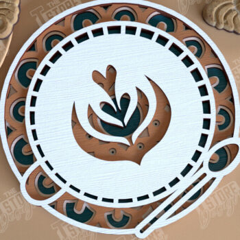 Intra απο ξύλο plywood  Χρώμα wenge 3mm-4mm πάχος - Καφέ Mandala | Πρότυπο 3D | CNC Δίασταση 30x30 cm INTRAFABR-90585470 - Image 1