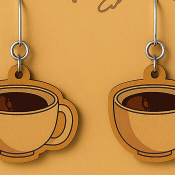 Intra απο ξύλο plywood Χρώμα wenge 3mm-4mm πάχος - Σκουλαρίκια Κούπα καφέ Φθινοπωρινό Δίασταση 3x3 cm INTRAFABR-60333063 - Image 1