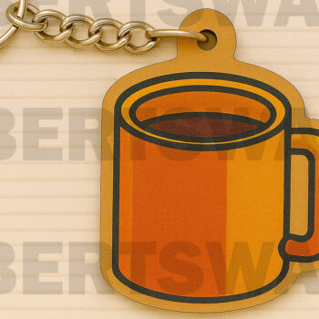 Intra απο ξύλο plywood  Χρώμα wenge 3mm-4mm πάχος - Κούπα Καφέ Μπρελόκ Δίασταση 4x4 cm INTRAFABR-119742643 - Image 1