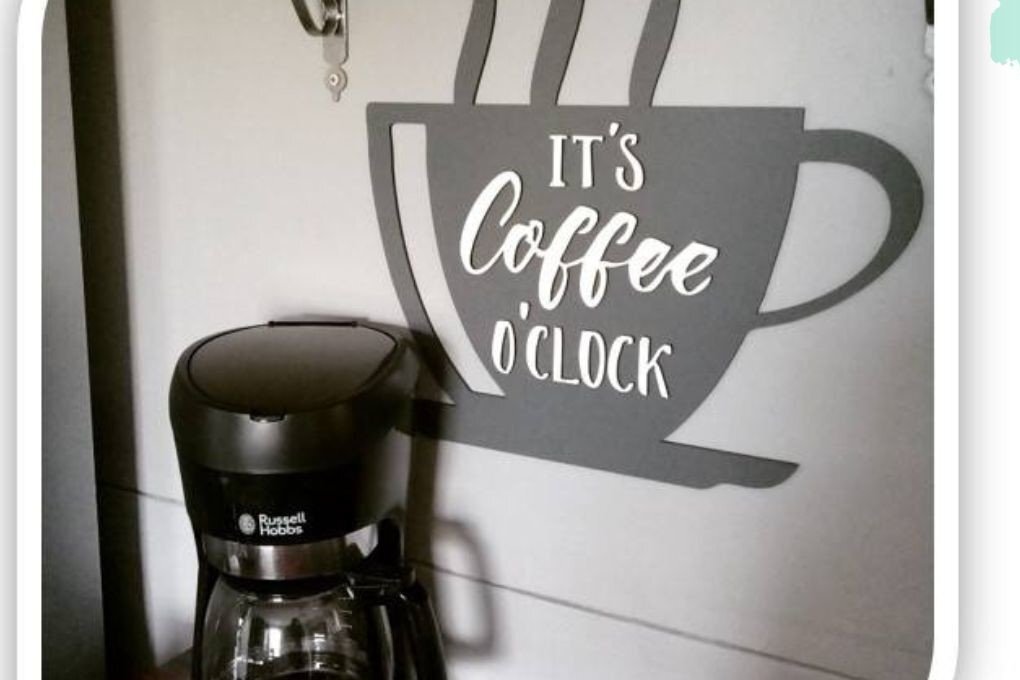 Intra απο ξύλο plywood  Χρώμα wenge 3mm-4mm πάχος - Coffee O'Clock Sign Glowforge Laser Δίασταση 30x20 cm INTRAFABR-92099821