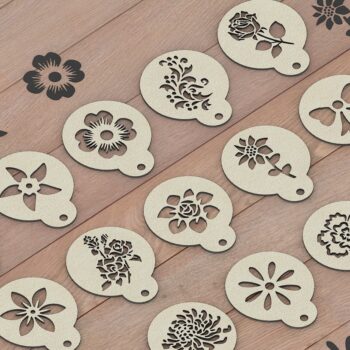 Intra απο ξύλο plywood  Χρώμα wenge 3mm-4mm πάχος - Στένσιλ καφέ / Κοψίματα στένσιλ Latte Art Δίασταση 30x20 cm INTRAFABR-22298502 - Image 2