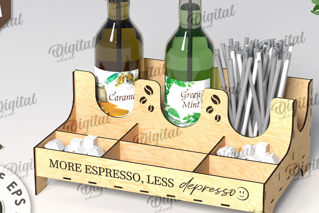 Intra απο ξύλο plywood  Χρώμα wenge 3mm-4mm πάχος - με λέιζερ για σιρόπι καφέ Δίασταση 30x20 cm INTRAFABR-52745594