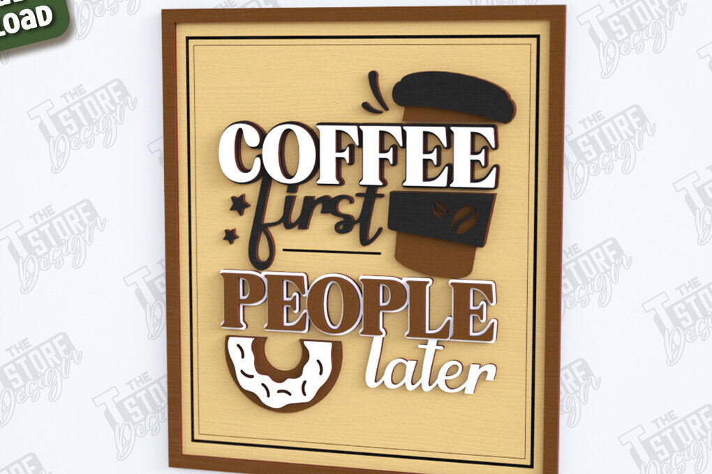 Intra απο ξύλο plywood  Χρώμα wenge 3mm-4mm πάχος - Coffee Wall Sign |Coffee House Δίασταση 30x20 cm INTRAFABR-115870484