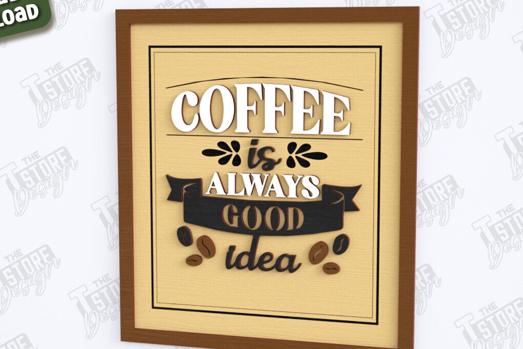 Intra απο ξύλο plywood  Χρώμα wenge 3mm-4mm πάχος - Coffee Wall Sign |Coffee House Δίασταση 30x20 cm INTRAFABR-115870771