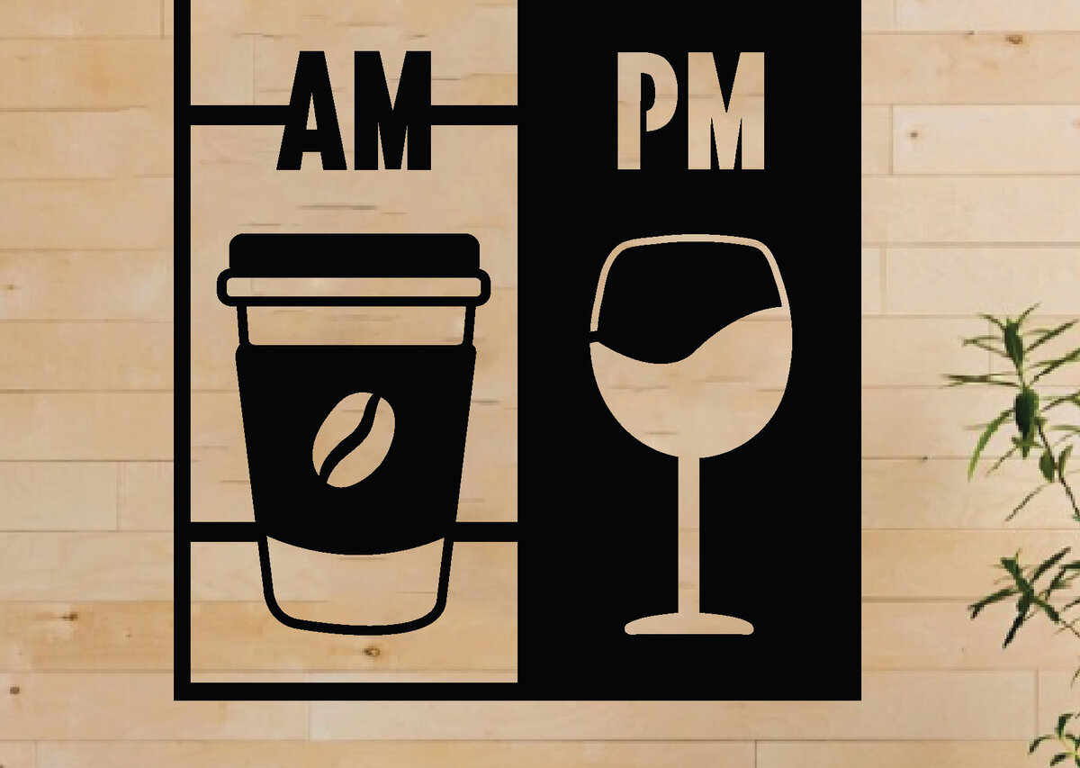 Intra απο ξύλο plywood  Χρώμα wenge 3mm-4mm πάχος - Επιγραφή τοίχου Coffee &amp; Wine Bar Δίασταση 40x50 cm INTRAFABR-115870775