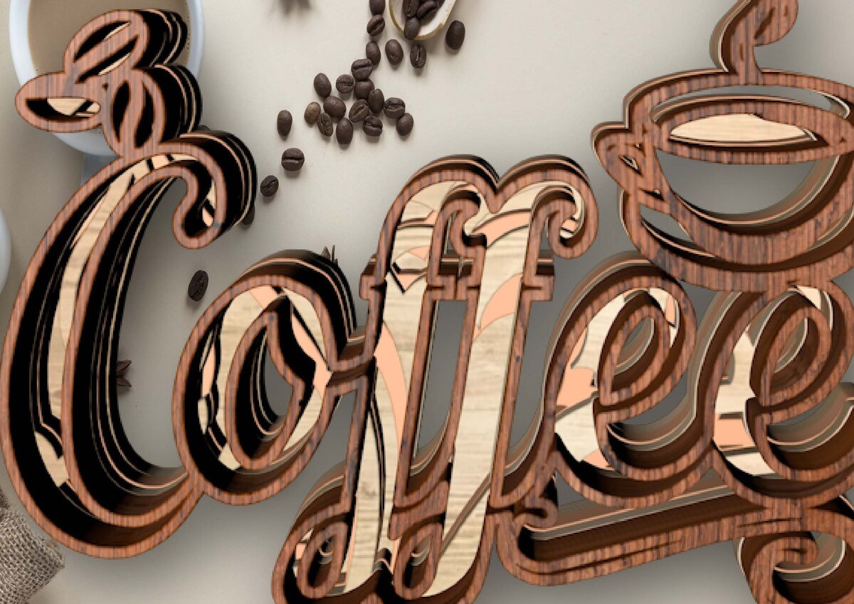 Intra απο ξύλο plywood  Χρώμα wenge 3mm-4mm πάχος - Καφέ + φλιτζάνι, 3d Mandala, 4 στρώσεις Δίασταση 30x30 cm INTRAFABR-115870774