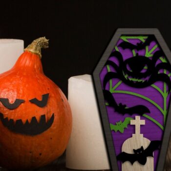 Intra απο ξύλο plywood  Χρώμα wenge 3mm-4mm πάχος - κοπής με λέιζερ σε πακέτο COFFIN HALLOWEEN Δίασταση 7x12 cm INTRAFABR-116007630 - Image 3