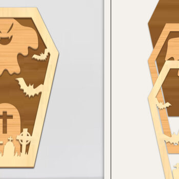 Intra απο ξύλο plywood Χρώμα wenge 3mm-4mm πάχος - Coffin Halloween Στολίδι με Δίασταση 6x6 cm INTRAFABR-116007919 - Image 1