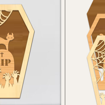 Intra απο ξύλο plywood Χρώμα wenge 3mm-4mm πάχος - Coffin Halloween Στολίδι με Δίασταση 6x6 cm INTRAFABR-116007928 - Image 1