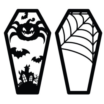 Intra απο ξύλο plywood  Χρώμα wenge 3mm-4mm πάχος - COFFIN HALLOWEEN Δίασταση 15x15 cm INTRAFABR-116644849 - Image 2